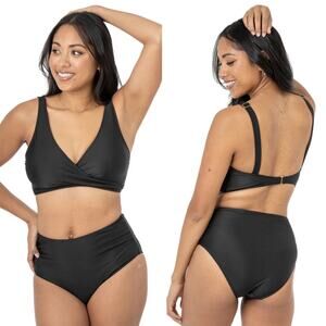 NWT KINDRED BRAVELY Crossover Maternity & Nursing Bikini Top Black Size Large